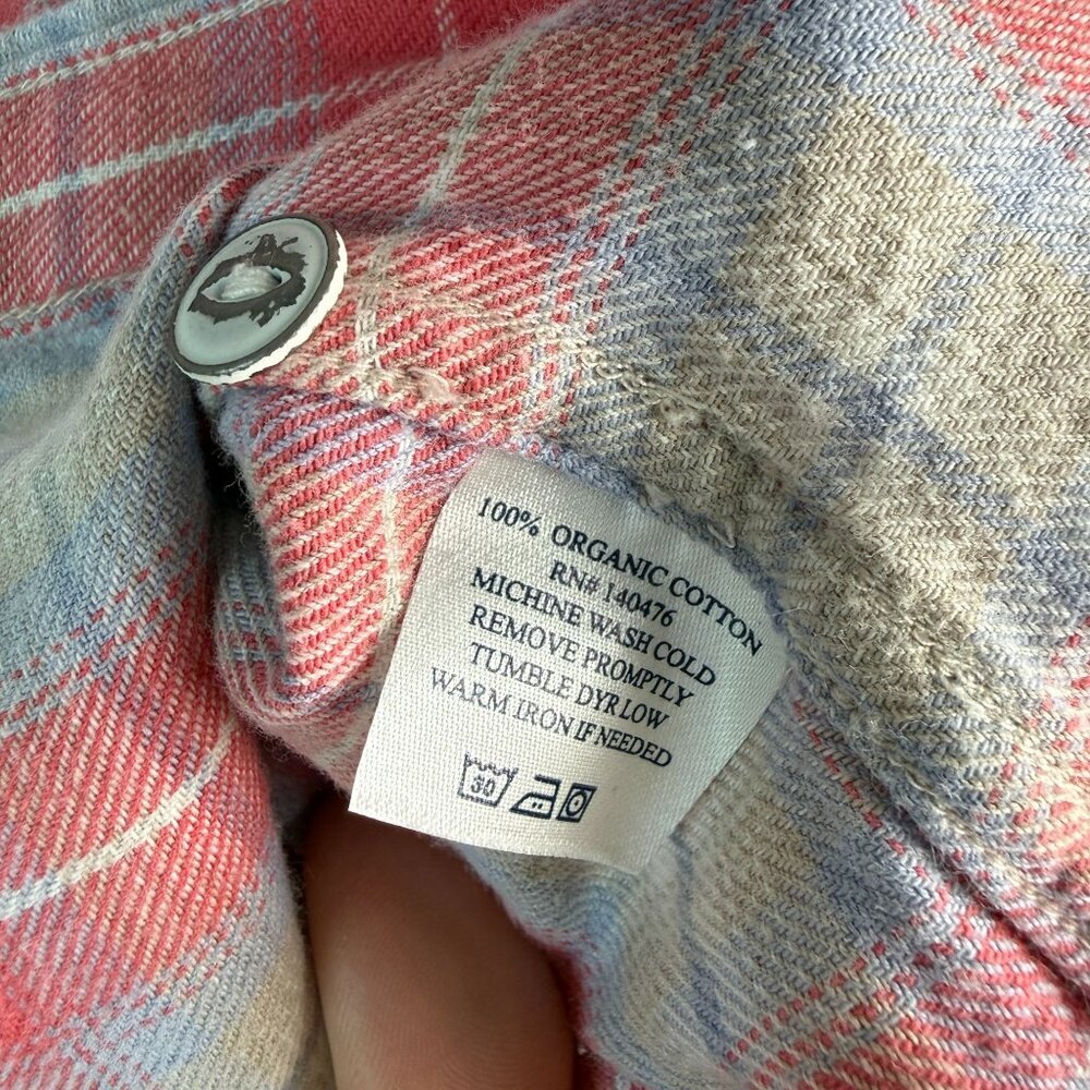 Faherty Womens Flannel Button Up Shirt Pink Blue Plaid S Outdoors Casual Boho - Picture 5 of 9